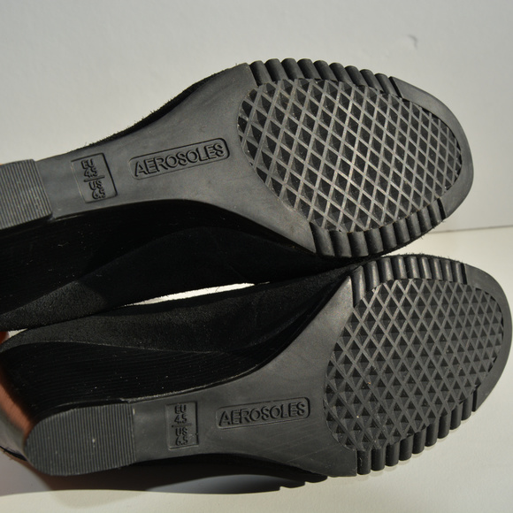 Aerosoles Black Suede Tassel Wedgies Size 6.5M - Picture 5 of 5